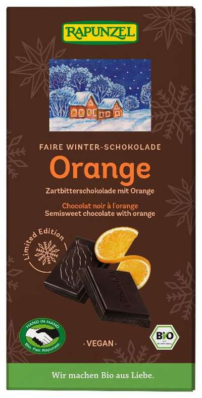 Produktfoto zu Schokolade Zartbitter Orange von Rapunzel
