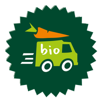 KI generiert: Ein Lieferwagen mit Karotte und dem Text "bio" auf einem grünen Hintergrund.
